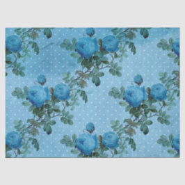 Papel De Seda Série Floral Azul Desgastado Design 5
