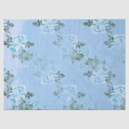 Papel De Seda Série Floral Azul Desgastado Design 6