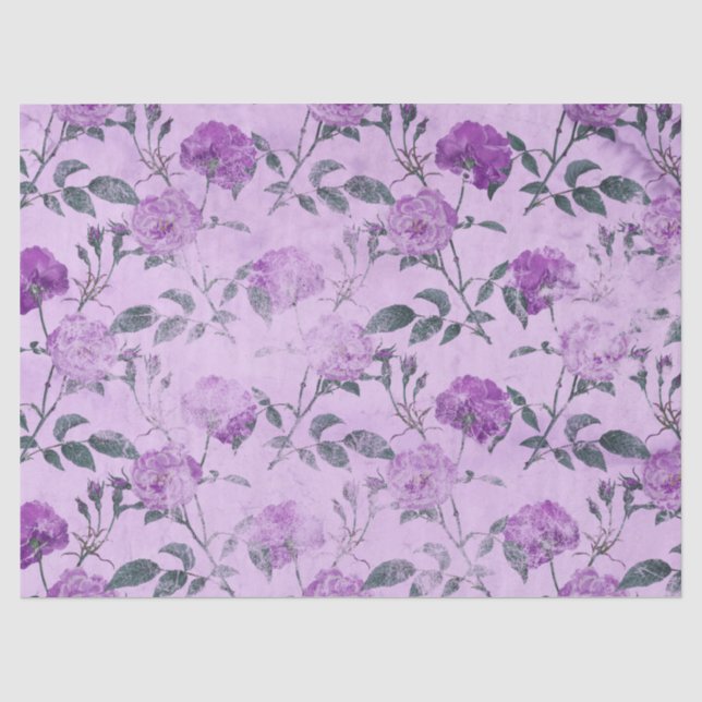 Papel De Seda Série Floral Desgastada Roxo Design 2 (Frente )