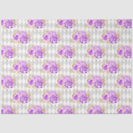 Papel De Seda Série Floral, púrpura e Dourada, Design 2