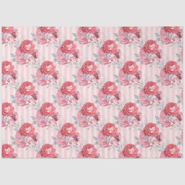 Papel De Seda Série Floral Rosa Design 1 (Frente )