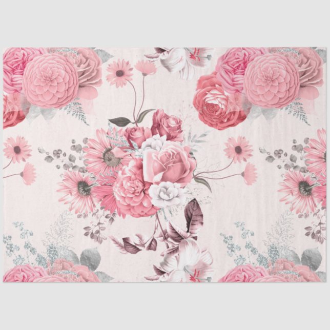 Papel De Seda Série Floral Rosa Design 5 (Frente )