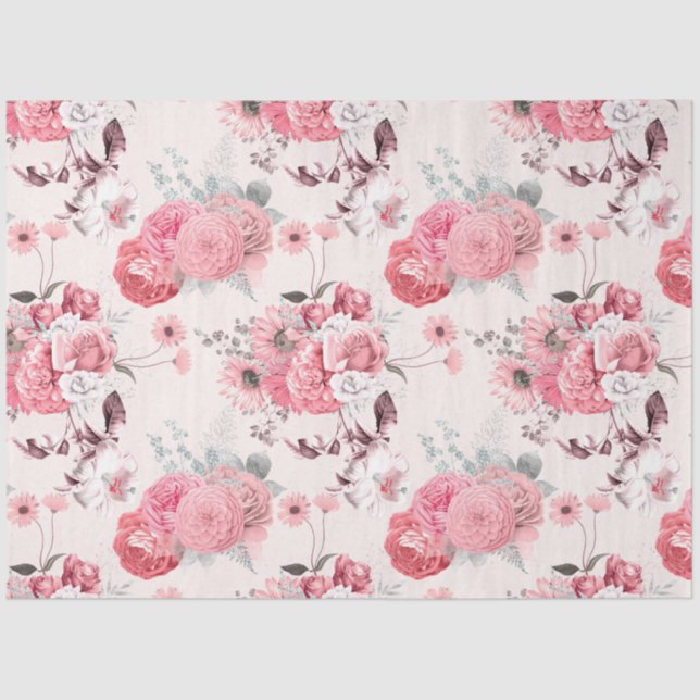 Papel De Seda Série Floral rosa Design 6 (Frente )