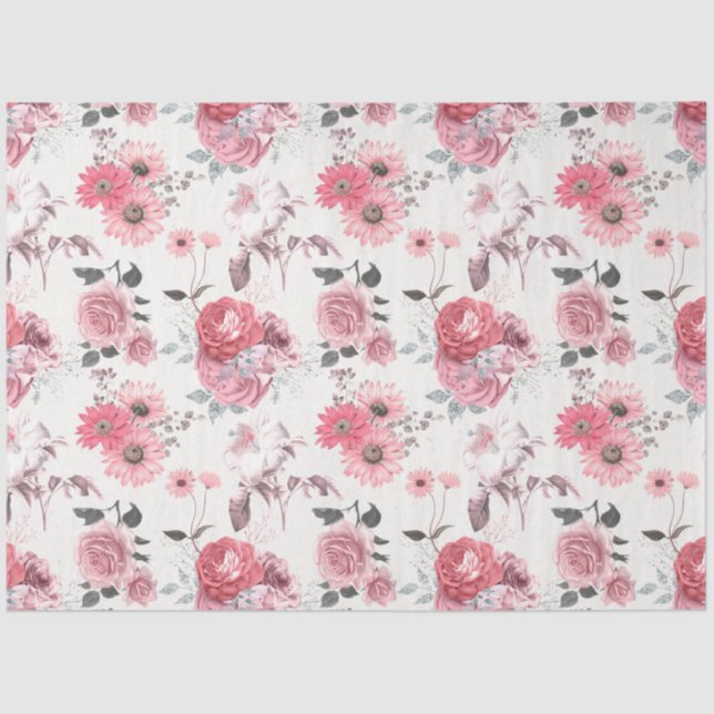 Papel De Seda Série Floral Rosa Design 7 (Frente )