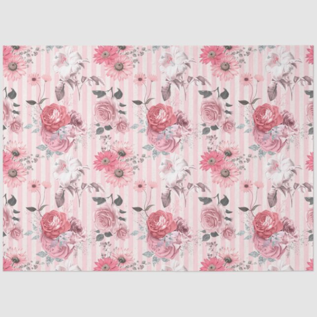 Papel De Seda Série Floral Rosa Design 8 (Frente )