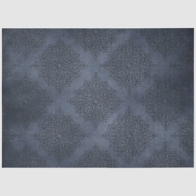 Papel De Seda Série Gothic Blue Damask Design 5 (Frente )