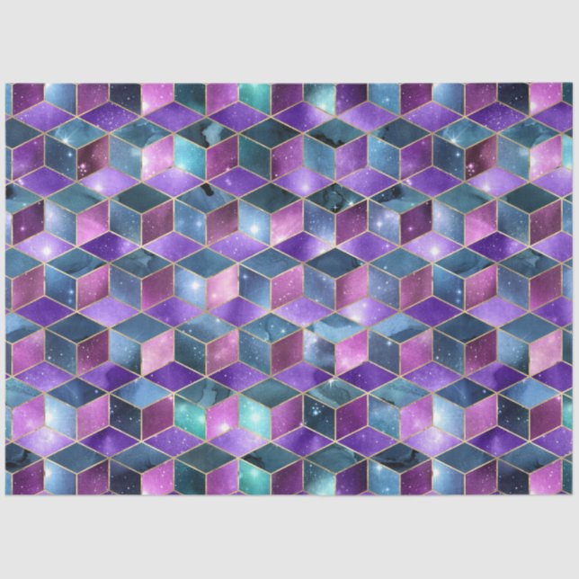 Papel De Seda Série Isométrica Galaxy Design 16 (Frente )