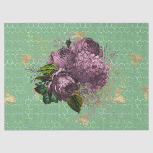 Papel De Seda Série Jardim de Chá Abelha Design 36 (Frente )