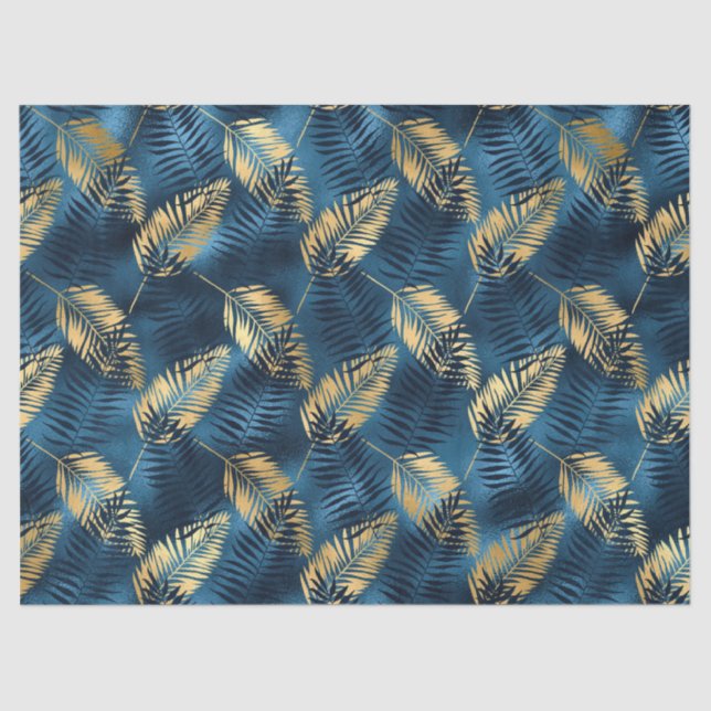 Papel De Seda Série Leopardo Azul e Dourada Design 14 (Frente )