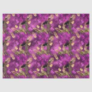Papel De Seda Série Leopardo Roxo e Dourada Design 6