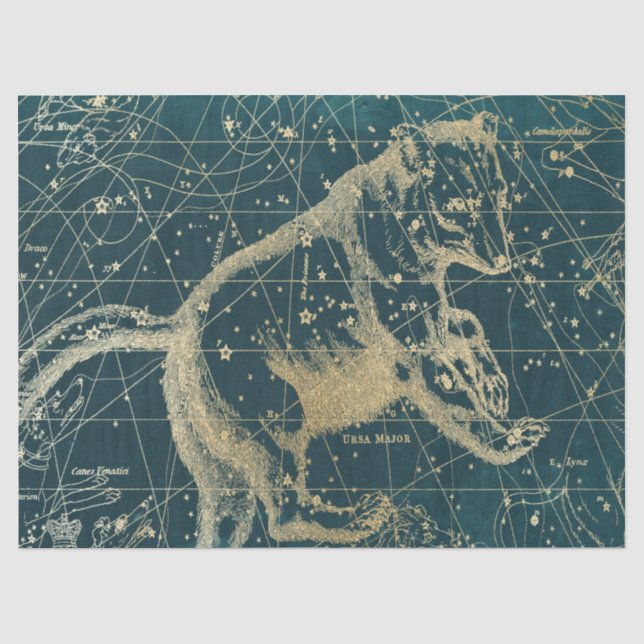 Papel De Seda Série Mapa Estelar da Galáxia Dourada Design 7 (Frente )