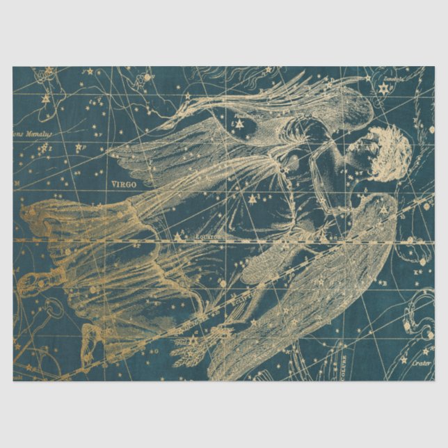 Papel De Seda Série Mapa Estelar Galáxia Dourada Design 11 (Frente )