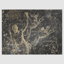 Papel De Seda Série Mapa Estelar Galáxia Dourada e Preta Design 