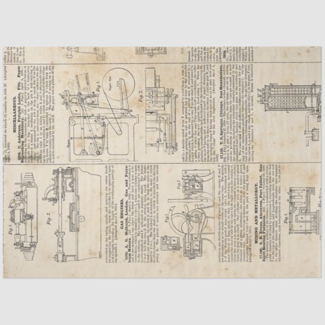 Papel De Seda Série Mecânica Steampunk Design nº 1 (Frente )