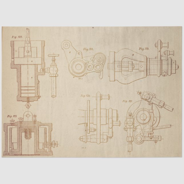 Papel De Seda Série Mecânica Steampunk Design nº 2 (Frente )