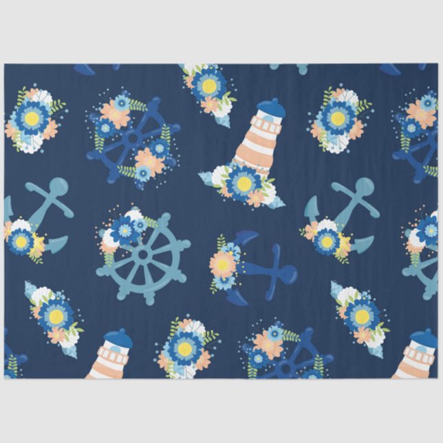 Papel De Seda Série Náutica Floral Design 6 (Frente )