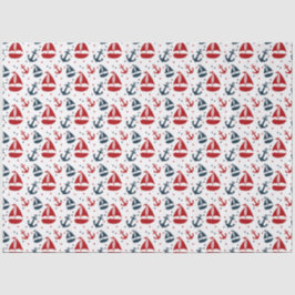 Papel De Seda Série Náutica Vermelha e Azul Design 1