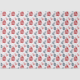 Papel De Seda Série Náutica Vermelha e Marinho 1