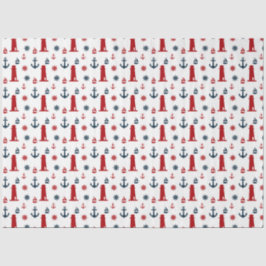 Papel De Seda Série Náutica Vermelho e Azul Design 12