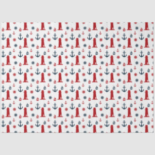 Papel De Seda Série Náutica Vermelho e Azul Design 12