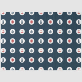 Papel De Seda Série Náutica Vermelho e Azul Design 7