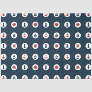 Papel De Seda Série Náutica Vermelho e Azul Design 7