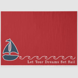 Papel De Seda Série Náutica Vermelho e Azul Marinho Design 3