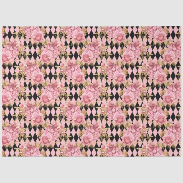 Papel De Seda Série Rosa e Dourado Desenho 13 (Frente )