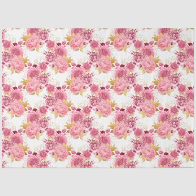 Papel De Seda Série Rosa e Dourado Desenho 5 (Frente )