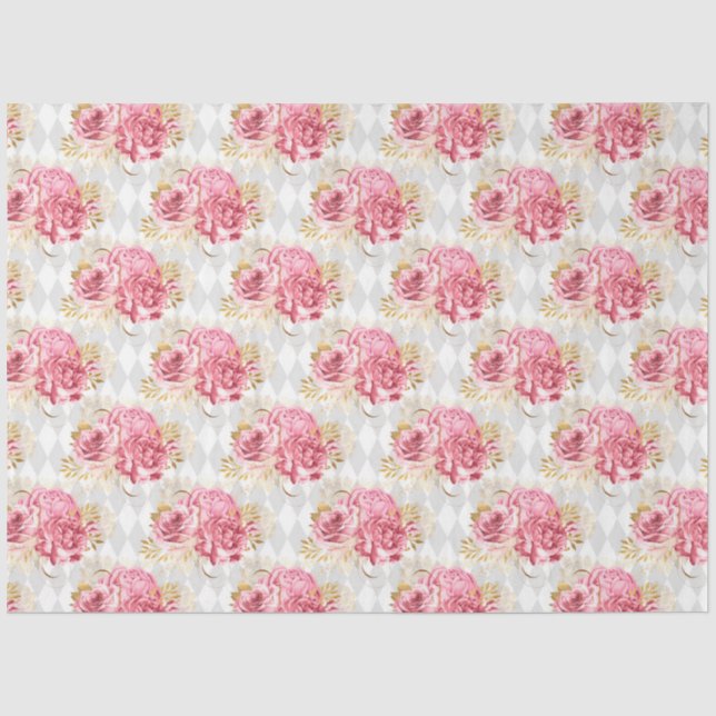 Papel De Seda Série Rosa e Dourado Desenho 7 (Frente )