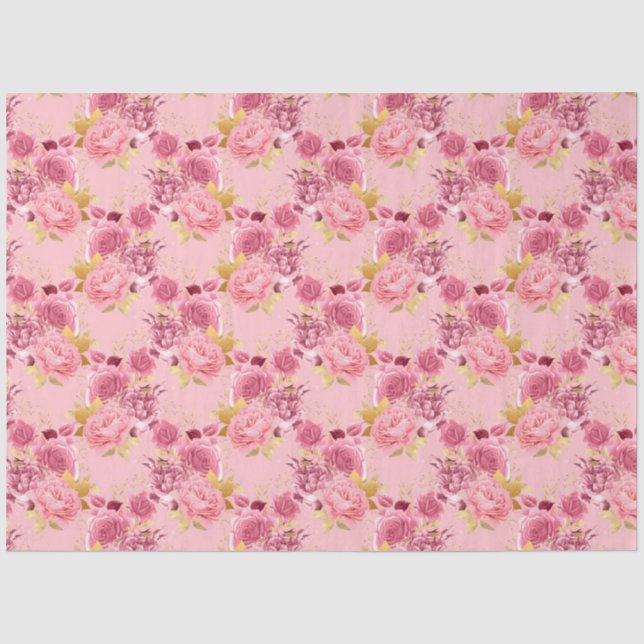 Papel De Seda Série Rosa e Dourado Design 18 (Frente )