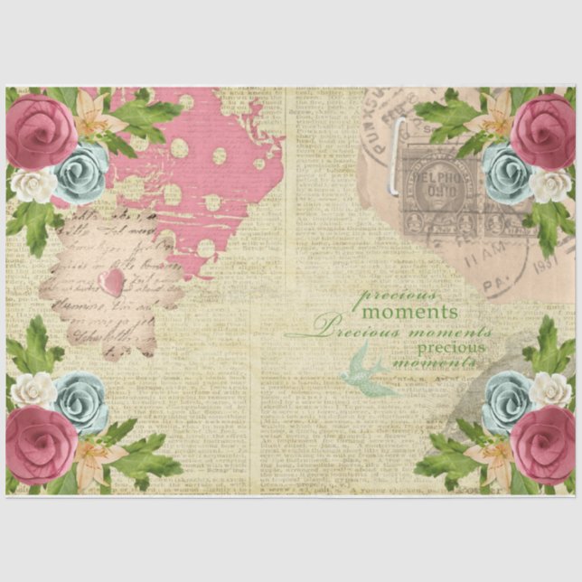 Papel De Seda Série Rosa Romântica Design 10 (Frente )