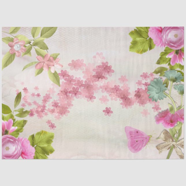 Papel De Seda Série Rosa Romântica Design 14 (Frente )