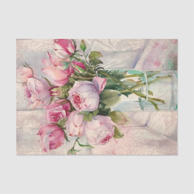 Papel De Seda Série Rosa Shabby Chic Design 14 (Frente )