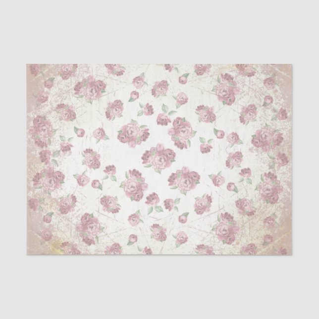 Papel De Seda Série Rosa Shabby Chic Design 8 (Frente )