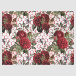 Papel De Seda Série Rosa Vermelha Abelha Design 61