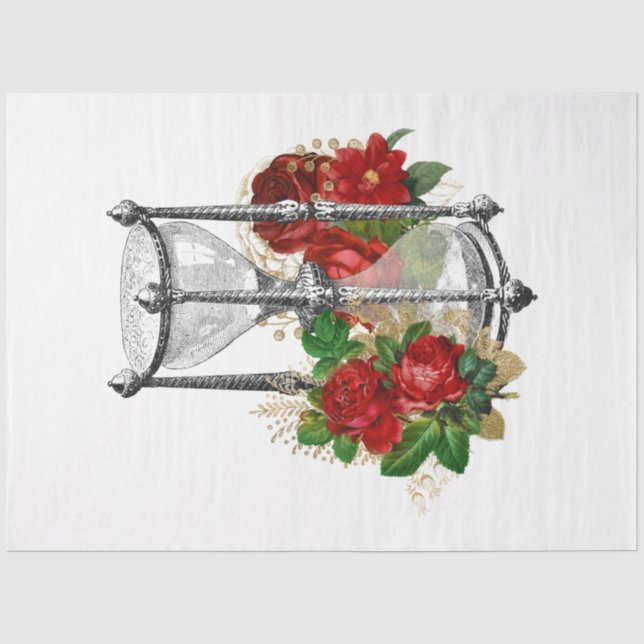 Papel De Seda Série Rosa Vermelha Steampunk Design 13 (Frente )