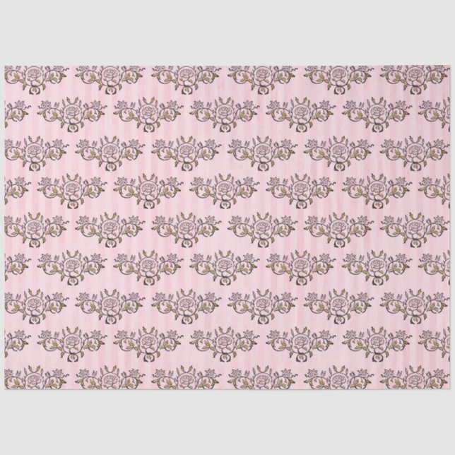 Papel De Seda Série Steampunk, rosa e Dourada, Design 2 (Frente )