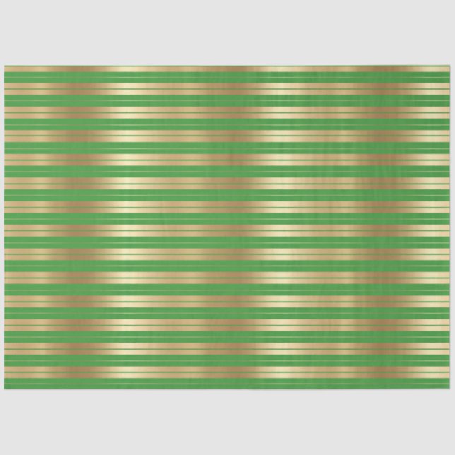 Papel De Seda Série Stripe Verde e Dourada Design 6 (Frente )