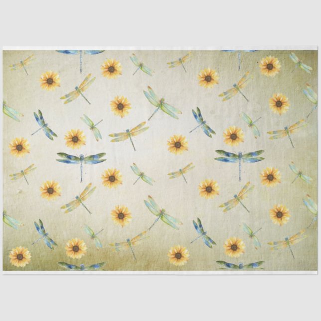 Papel De Seda Série Sunflower e Dragonfly Design 6 (Frente )