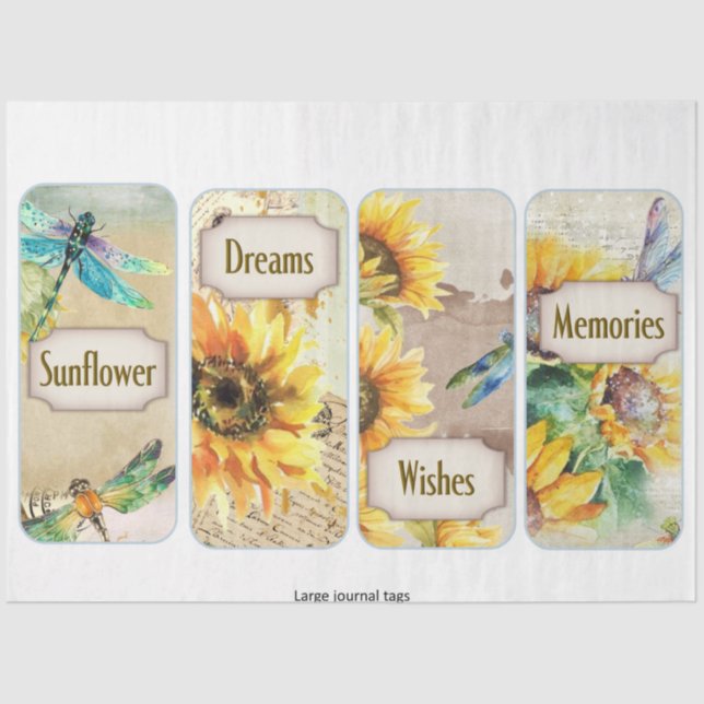 Papel De Seda Série Sunflower e Dragonfly Design 7 (Frente )