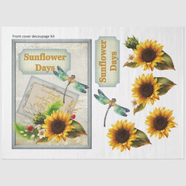 Papel De Seda Série Sunflower e Dragonfly Design 9 (Frente )