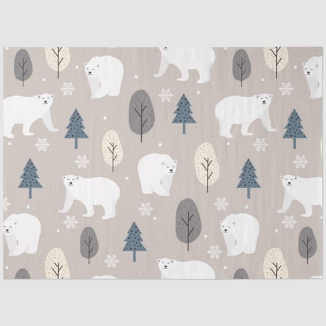 Papel De Seda Série Urso Polar de Natal Design 3 (Frente )