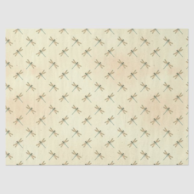 Papel De Seda Série Vintage Dragonflies Design 9 (Frente )