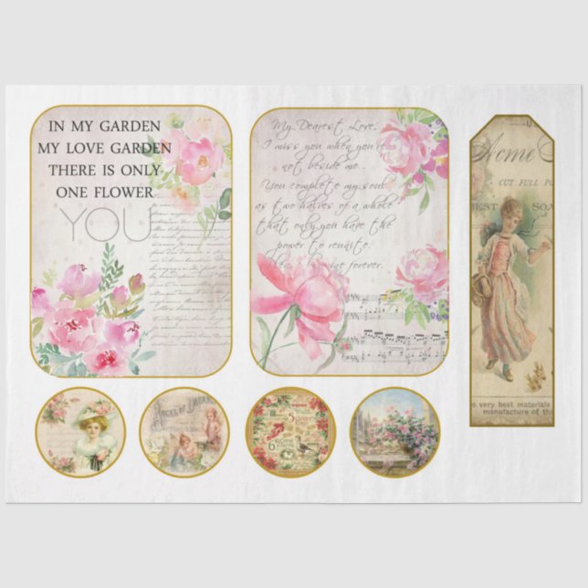 Papel De Seda Série Vitoriana Shabby Chic Design 13 (Frente )