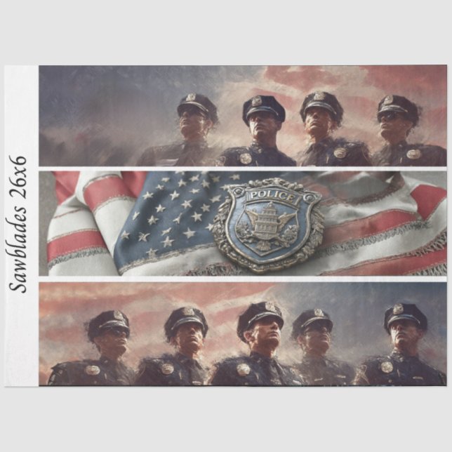 Papel De Seda Serrotes de Mão Tributo à Polícia Decoupage (Frente )