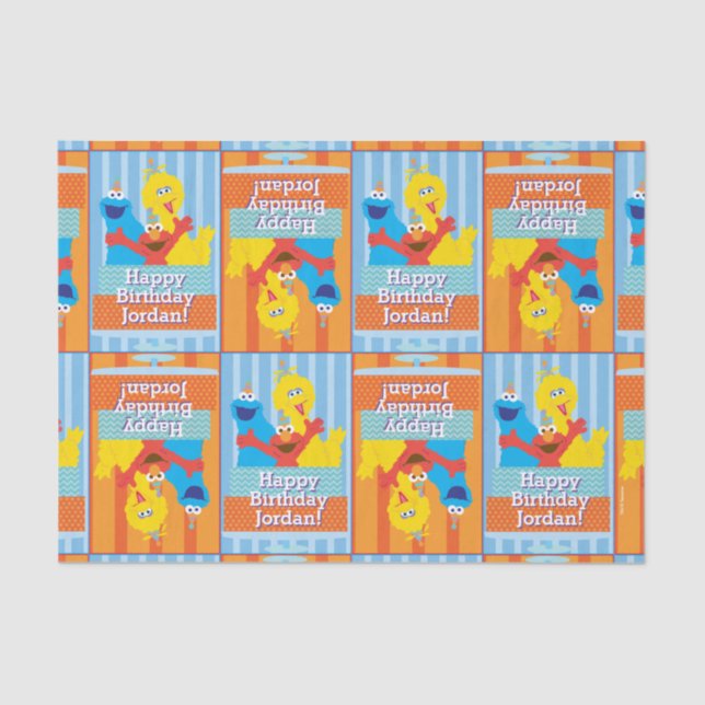 Papel De Seda Sesame Pals Aniversário Padrão (Frente )