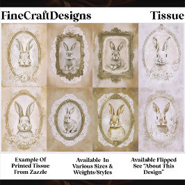 Papel De Seda Set Of Cute Vintage Framed Rabbits EV2L Decoupage