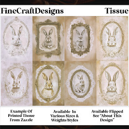 Papel De Seda Set Of Cute Vintage Framed Rabbits EV2R Decoupage