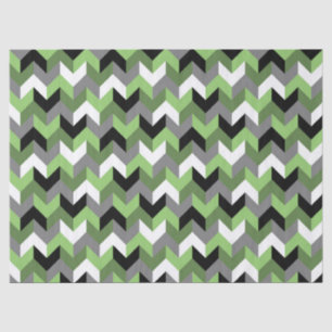 Papel De Seda Seta verde, branca, Cinza e chevron preto